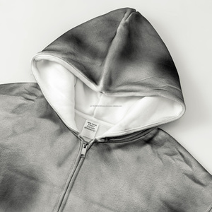 Sweat-shirts à capuche pour hommes en molleton lourd surdimensionné en coton vintage avec broderie usée personnalisée, lavage à l'acide, fermeture éclair, séchage rapide - Product Image 5