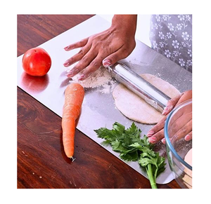Planche à découper ronde en acier inoxydable pour la préparation des aliments en cuisine, la découpe des légumes et de la viande, usage domestique - Product Image 5
