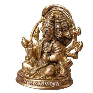 Handcrafted Modern Brass Panchmukhi Hanuman Idol Antique Finish for Home Temple Office Decor <b>Religious</b> Gift Item - Product Image 4