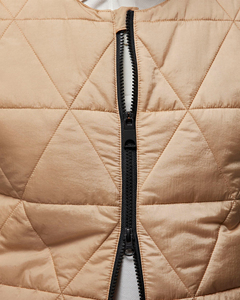 Chaleco Acolchado Beige para Hombre, con Cierre Frontal, Impermeable, Cortavientos, Informal, de Color Sólido, sin Mangas, con Relleno de Poliéster, para Invierno - Product Image 6