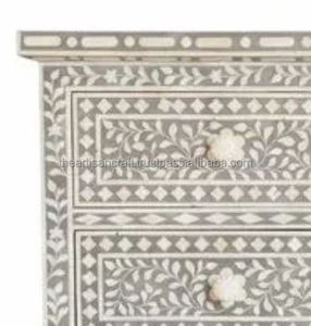 Commode à 4 tiroirs en os incrusté floral, table d'appoint pour la maison et l'hôtel, artisanat artisanal, design moderne durable et personnalisé - Product Image 6