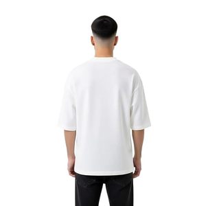 Tela Orgánica Sostenible, Textura Suave y Transpirable, Diseño de Manga Corta y Estilo Urbano, Producción en Blanco, Estilo Oversize - Product Image 3