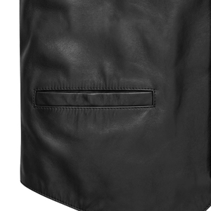 Chaleco de Cuero Genuino Negro para Hombre, Estilo Motero, Cuello en V, Cierre de Botón, Marca Leather Cult - Product Image 6
