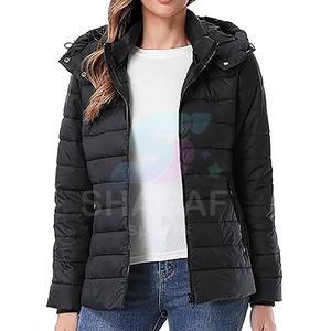 Veste d'hiver rembourrée en duvet unisexe, personnalisée, de haute qualité, nouvelle, noire, à capuche, en laine, avec fermeture éclair, fine, coupe-vent, imperméable - Product Image 2