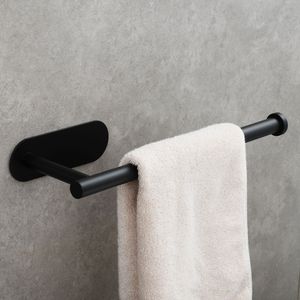 <b>Black</b> YJ Stainless Steel Towel <b>Holder</b> and Adhesive <b>Toilet</b> Paper Rack for 2 <b>Roll</b> Lengthened Design - Product Image 1