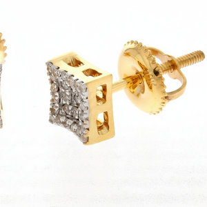 0.17 Ct Natural Round Cut <b>Diamond</b> Cluster <b>Square</b> Stud <b>Earrings</b> 10k Yellow Gold Fine Jewelry for Women - Product Image 2