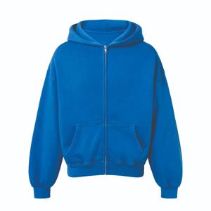Sweat à capuche bleu double couche pour homme avec logo personnalisé, 100 % coton, fermeture éclair, chaleur hivernale - Product Image 6