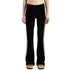 Pantalon de jogging décontracté pour femme, taille mi-haute, en toile, avec poches latérales à rabat, coupe évasée, séchage rapide, respirant, pour l'entraînement et la course à pied - Product Image 1