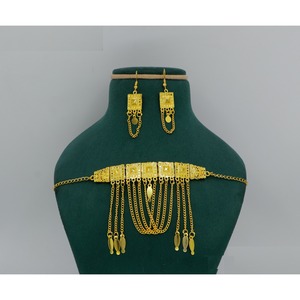 Martasha Designer Arabic Jewelry <b>Set</b> Gold-Plated UAE <b>Jewellery</b> for Ramadan & Eid Special Dubai Necklace & Earring Combo - Product Image 2