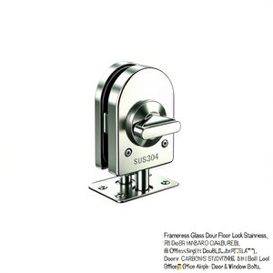 Frameless <b>Glass</b> <b>Door</b> Floor Lock Stainless Steel No Drill Office Single Double <b>Door</b> Bolt Lock - Product Image 1