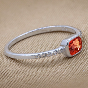 Exclusive <b>Emerald</b> Cut Natural Orange Sapphire Gemstone Bohemian Style Wedding Engagement <b>Ring</b> Solid 925 Sterling <b>Silver</b> - Product Image 6