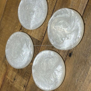 Sous-verre en résine personnalisé, rond, vert émeraude, sous-verre en résine blanche pour table à thé, table à café et table à manger - Product Image 1