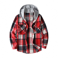 Veste en flanelle à capuche pour homme de haute qualité, coupe-vent, écologique, streetwear, épaisseur standard, fermeture éclair décontractée, motif à carreaux