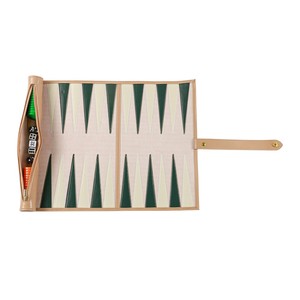 Handmade Durable Eco-Friendly Genuine Leather Roll-Up <b>Backgammon</b> <b>Set</b> with Formal Design for Indoor/Outdoor Use - Product Image 6