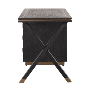 Table console moderne en bois massif écologique et durable, plateau en bois, base en bois de manguier nervuré, fabrication artisanale, montage facile, salon, hôtel, villa - Product Image 3