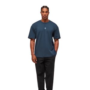 T-shirt de sport surdimensionné pour homme, respirant, performant, coupe ample, pour entraînement et fitness, bleu marine - Product Image 4