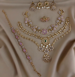 Premium Quality CZ Necklace <b>Sets</b> Combo Offer Perfect For Both Party & Office Wear Beautiful Unique Designs Minimal Wear - Product Image 4