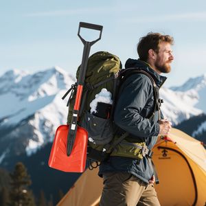 Pala para nieve plegable de 9 secciones de aleación de aluminio ligera con mango en D, ajustable de 36 a 40 cm, para limpieza de caminos y eliminación de nieve - Product Image 2