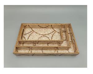 Bandeja estampada de madera elegante hecha a mano para cocina, comedor y decoración del hogar, bandeja para servir comida - Product Image 5