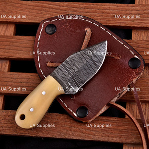 Cuchillo de Caza de Acero de Damasco de Grado Industrial UA Supplies, Hoja Recta, Mango de Madera, Cuchillo Utilitario EDC para Supervivencia al Aire Libre - Product Image 5