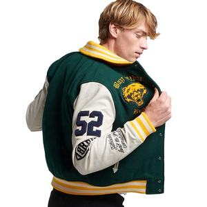 Veste universitaire Letterman pour homme, logo personnalisé, grande taille, manches en cuir, patch en laine vierge, broderie chenille, coupe-vent d'hiver - Product Image 2