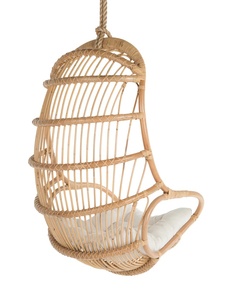 Fauteuil suspendu contemporain en rotin avec coussin imperméable, finition naturelle, pour usage extérieur, maison et villa, capacité 6 personnes - Product Image 4