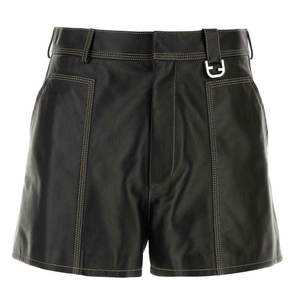 Pantalones cortos informales de cuero PU para hombre con cinturón y bolsillos para fiestas, uso diario - Product Image 1