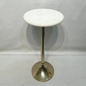 Table d'appoint moderne avec plateau en marbre, base en métal doré, table ronde pour salon, chambre, hôtel, décoration de la maison - Product Image 4
