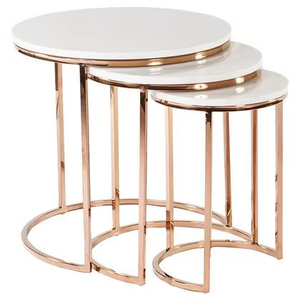 Antique Style Iron Nesting Table Set With Marble Top For Living Room Modern <b>Space</b> Saving Furniture Home <b>Decoration</b> - Product Image 1