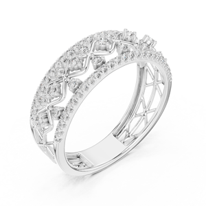 Bague REGAL LETTICE en diamant de laboratoire, or blanc 18 carats plaqué rhodium, avec pierres latérales, pour fiançailles, mariage, soirée, événement glamour, usage quotidien - Product Image 1