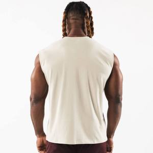 Débardeur sans manches pour homme, col rond, couleur crème unie, tricoté, coupe décontractée - Product Image 5