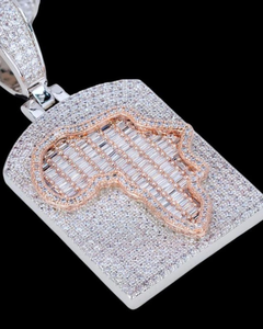 Colgante personalizado con mapa de África, colgante de diamante moissanita baguette personalizado, colgante bicolor, colgante hip hop para hombre, colgante de moda. - Product Image 1