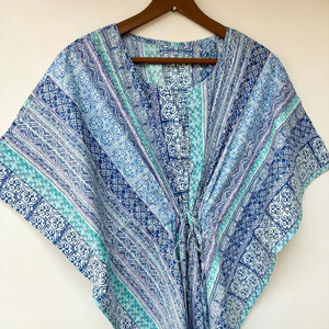 Vestido Kaftán Informal sin Mangas de Algodón con Estampado Digital para Mujer, Ligero, Veraniego, Estilo Bohemio, Floral, para Vacaciones - Product Image 1