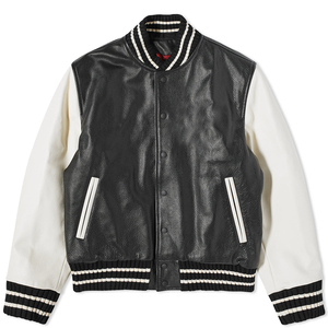 Veste de baseball vintage en cuir de haute qualité pour homme, style varsity, streetwear, veste noire pour homme et femme - Product Image 1