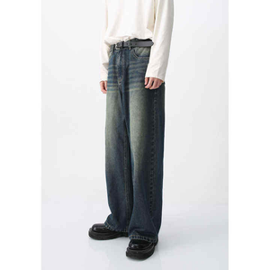 Wholesale Unisex Blue <b>Jeans</b> Designer's Ripped Pencil Stretch Canvas Pants Slim Fit High Loose Style Autumn Solid 100% Cotton - Product Image 1