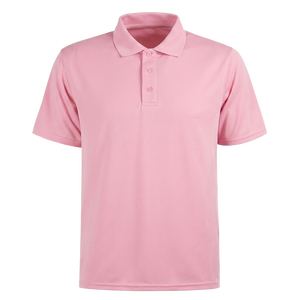 Polo en piqué de coton rose pour homme, manches courtes, coupe classique, décontracté, couleur unie, tissu tissé teint uni - Product Image 1