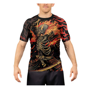 เสื้อรัดกล้ามเนื้อแขนสั้นสำหรับผู้ชาย Panda Fighter สำหรับ MMA ยิวยิตสู BJJ แกรปลิ่ง เสื้อชั้นในสำหรับต่อสู้ COMPRESSION WEAR - Product Image 4