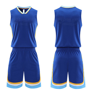 Custom Team Name Basketball Uniform Set White Blue Yellow O-Neck Breathable Plus Size Quick Dry Unisex Adult Digital Print OEM - Product Image 4