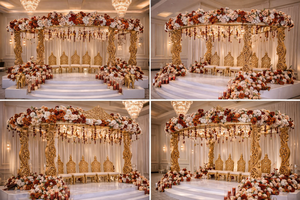 Mandap en bois personnalisé à motif Paisley pour mariage de destination, mariage indien Gujarati, Mandap rond Lagan, Mandap en bois divin de qualité supérieure - Product Image 6