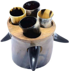 Tazas de cerveza de cuerno de búfalo natural pulido, estilo vikingo, de blossom craft india - Product Image 1