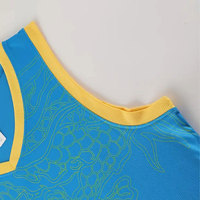 Ensemble de maillot de basket-ball pour hommes, imprimé dragon bleu et jaune, débardeur sans manches évacuant l'humidité avec short à taille élastique
