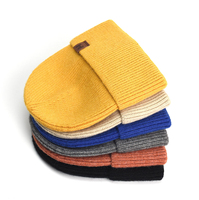 Bonnet en laine mérinos mélangée à côtes, style plié, avec logo personnalisé, pour homme et femme, unisexe, doux, idéal pour l'hiver