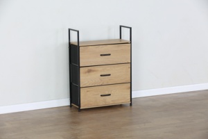 Modern 3 <strong>Drawer</strong> Storage Dresser with Metal Frame and Wooden Top, storage organizer <strong>Drawers</strong> for Home Office Bedroom Furniture - Product Image 4