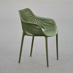Silla de Comedor Moderna TM06 de Aluminio Verde Botánico con Asiento de Malla |   Silla Apilable para Jardín, Cafetería, Patio, Hotel - Product Image 3