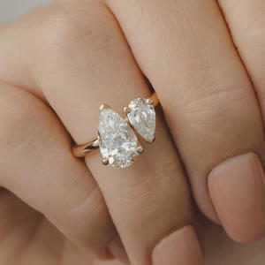 IGI/GIA Lab Grown Vintage 14k or blanc mariage/bague de fiançailles diamant taille unisexe pour cadeau de fête d'anniversaire diamant coupe poire - Product Image 2