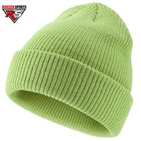Bonnet d'hiver tendance personnalisé en tricot côtelé, respirant, imperméable, en polyester doux et chaud pour l'extérieur, couleur unie