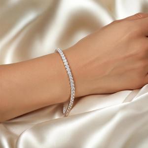 10K 14K 18K <b>Solid</b> <b>Gold</b> Stylish Semi Bezel Setting 4.70 CT Round Brilliant Cut Diamond Tennis Bracelet Color DEF Clarity VS VVS - Product Image 4