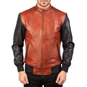 Veste en cuir pour homme, dernier style, avec deux couleurs, veste de motard personnalisée, cuir de mouton pour homme, veste en cuir matelassée - Product Image 1