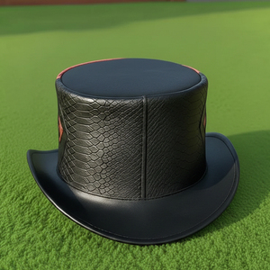 Premium quality custom Handmade Leather <b>animal</b> Pattern design print Top Hat <b>Steampunk</b> Gothic Cosplay - Product Image 3