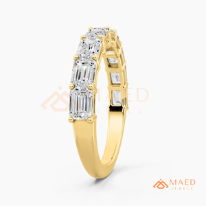 Bague de mariage éternelle en moissanite taille émeraude plaquée or 18 carats, bijoux fins pour femme, USA - Product Image 6